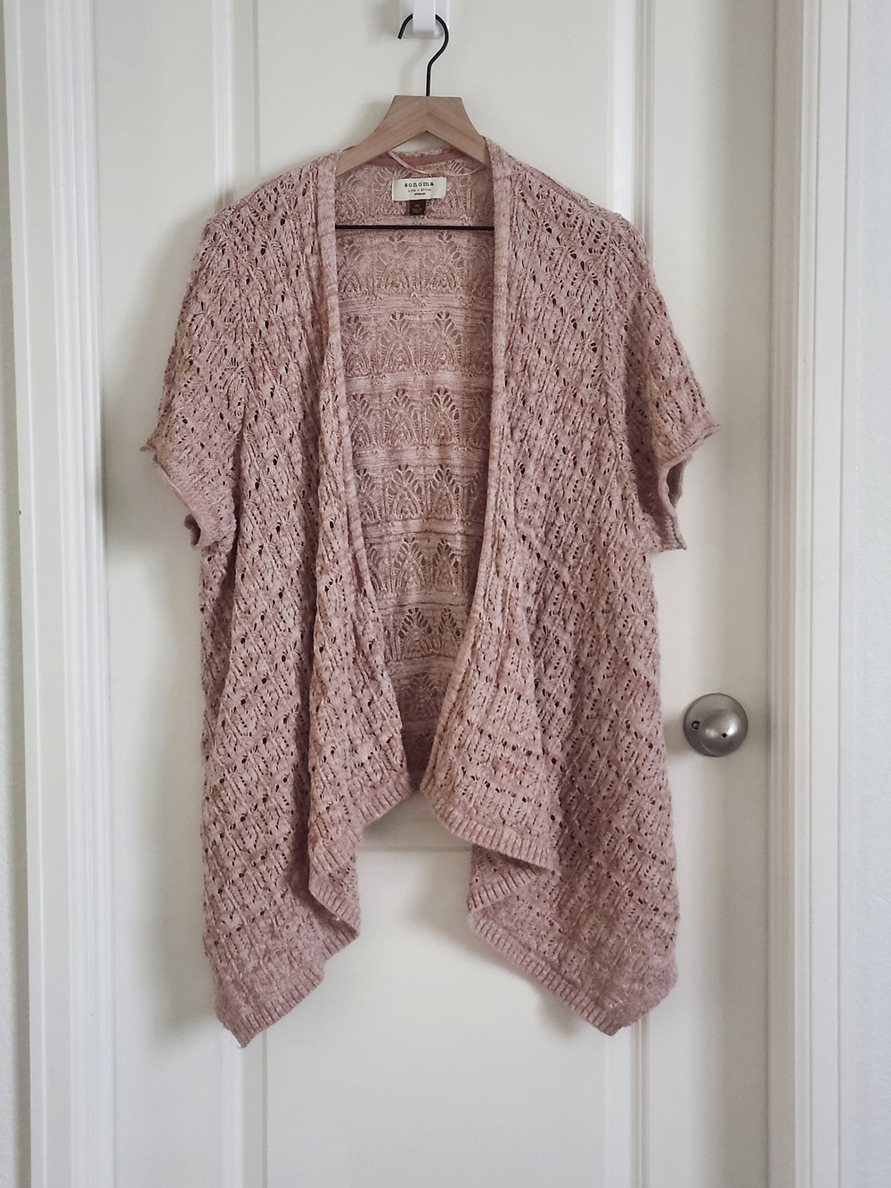 Sonoma Open-Front Short-Sleeve Knit Cardigan - Dusty Rose